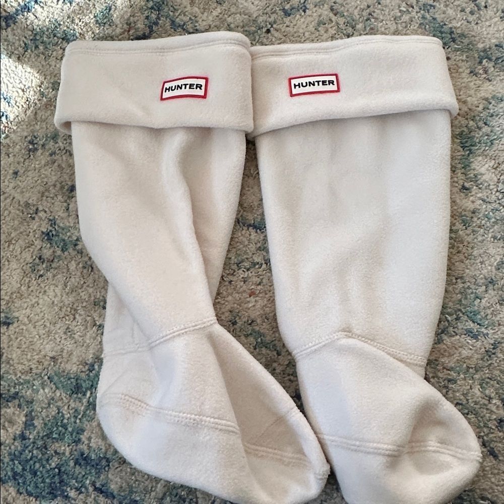 Hunter Fleece Tall Boot Socks Liner Cream Ivory Womens Size M US 5-7 - Picture 1 of 4